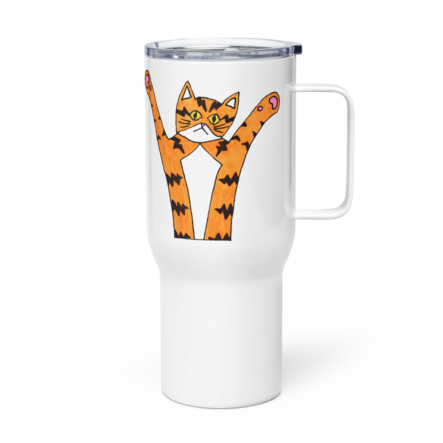 Orange Cat Travel Mug with a handle