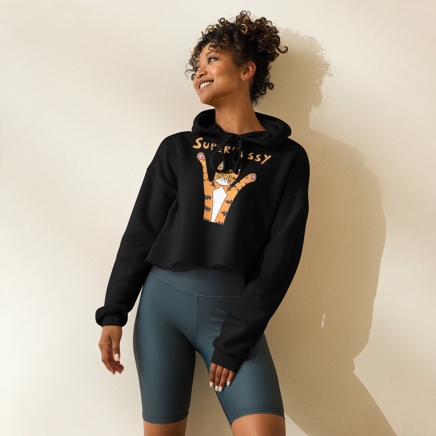 Superpussy Cat Cropped Hoodie Sweatshirt