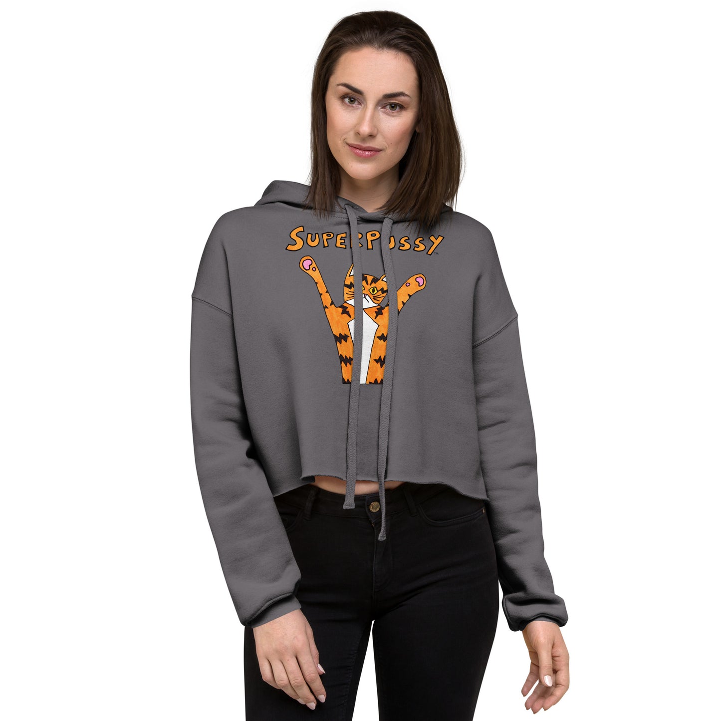 Superpussy Cat Cropped Hoodie Sweatshirt