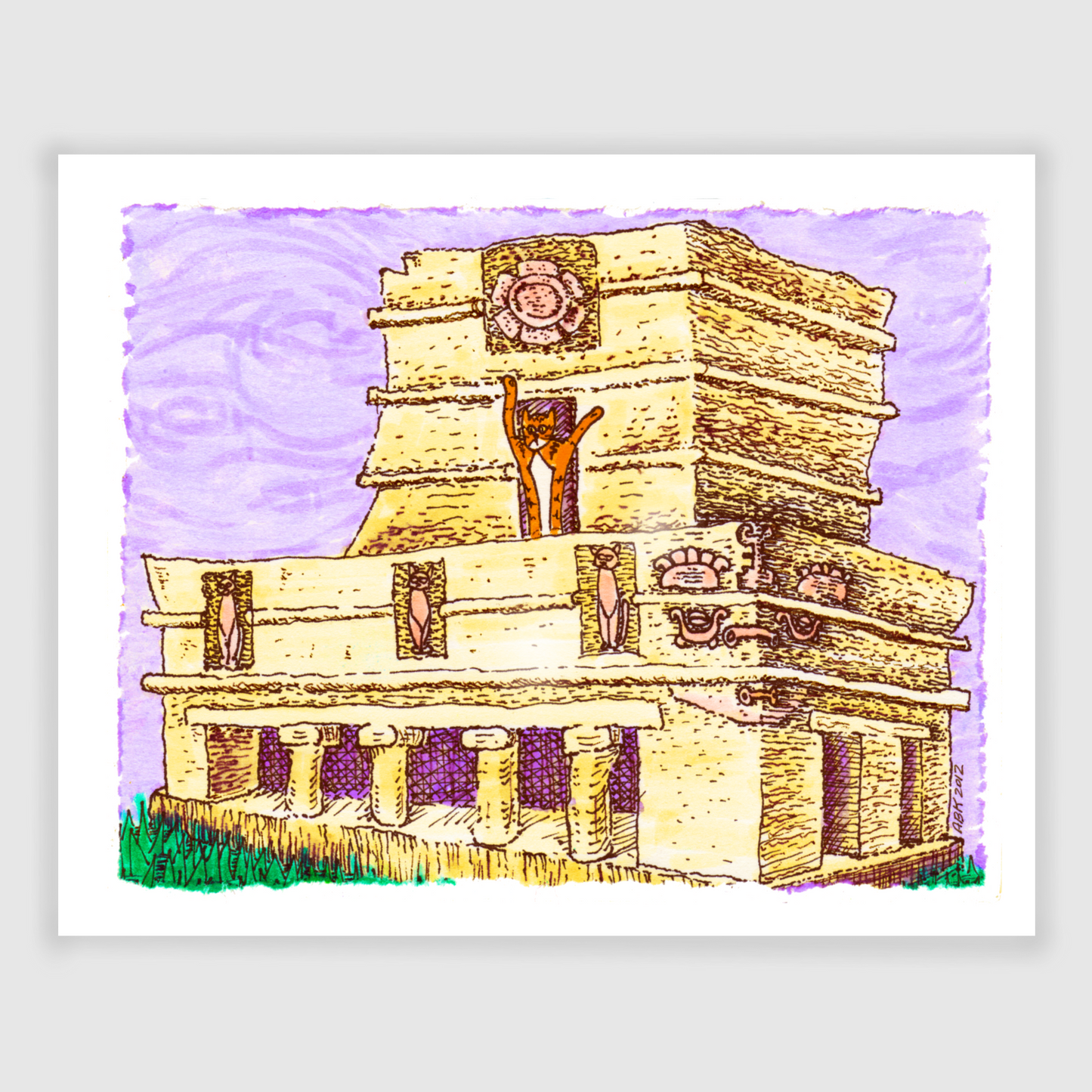 Cat god in a Mayan temple of Mexico