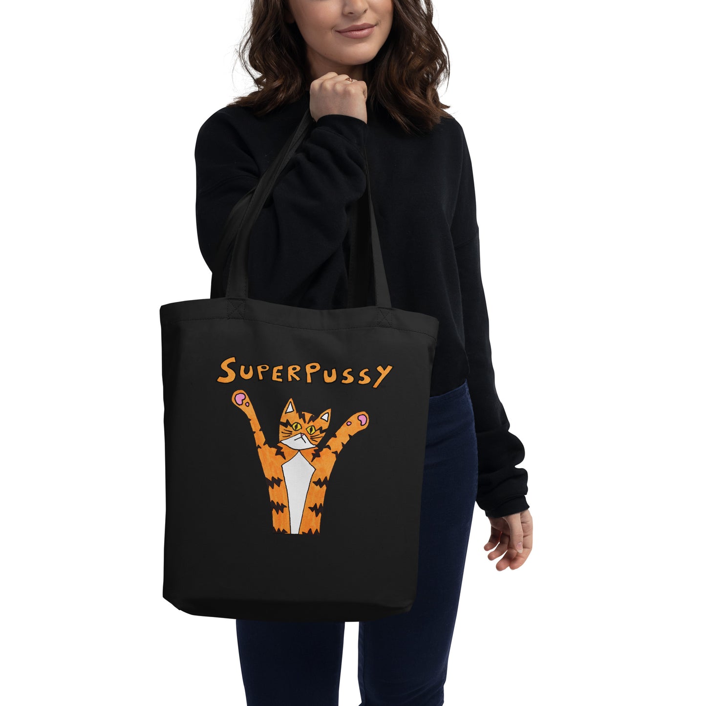 Superpussy Cat Tote Bag, Organic Cotton
