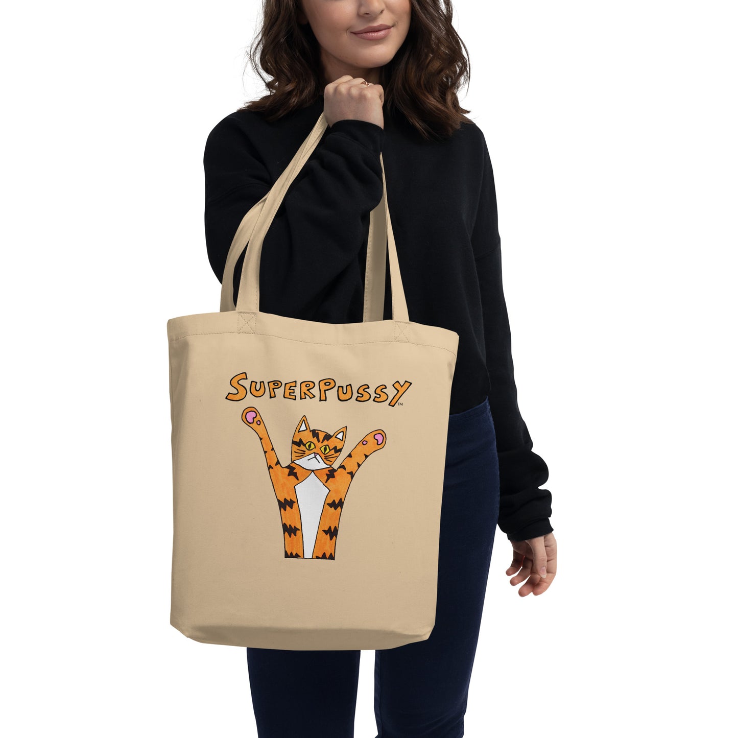 Superpussy Cat Tote Bag, Organic Cotton
