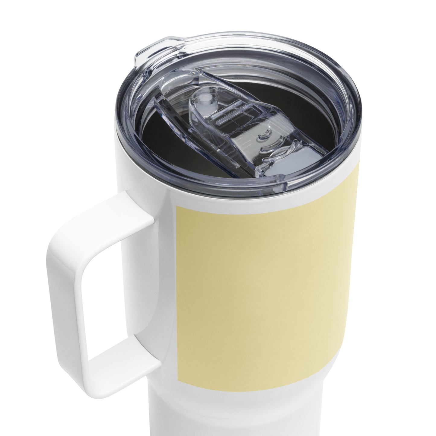 Superpussy Cat Travel Mug with Handle, Yellow, Stainless Steel