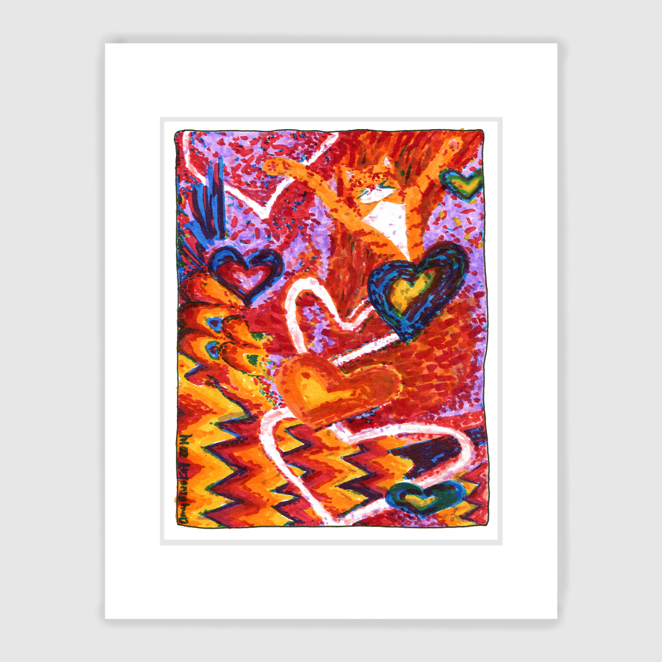 Cat love artwork featuring a vibrant explosion design.